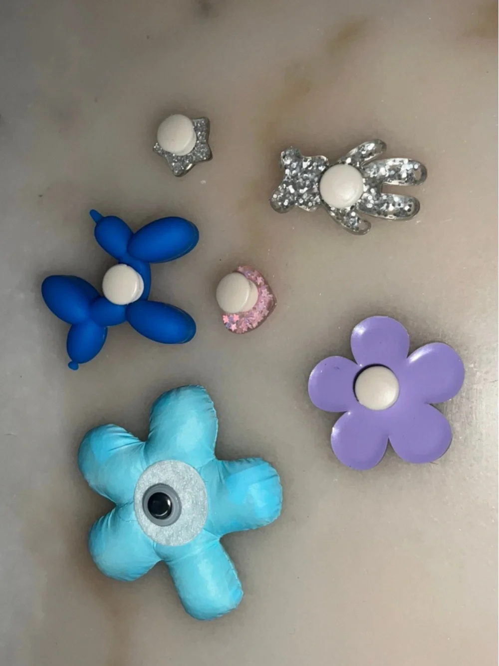 Assorted Decorative Charms - Blue Balloon Dog, flowers, Star, Bear